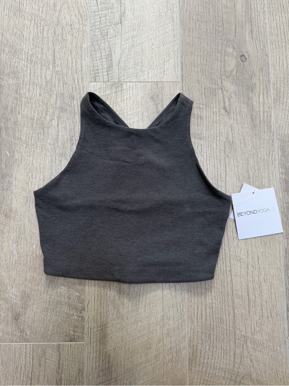 Beyond Yoga Charcoal High-Neck Cropped Top